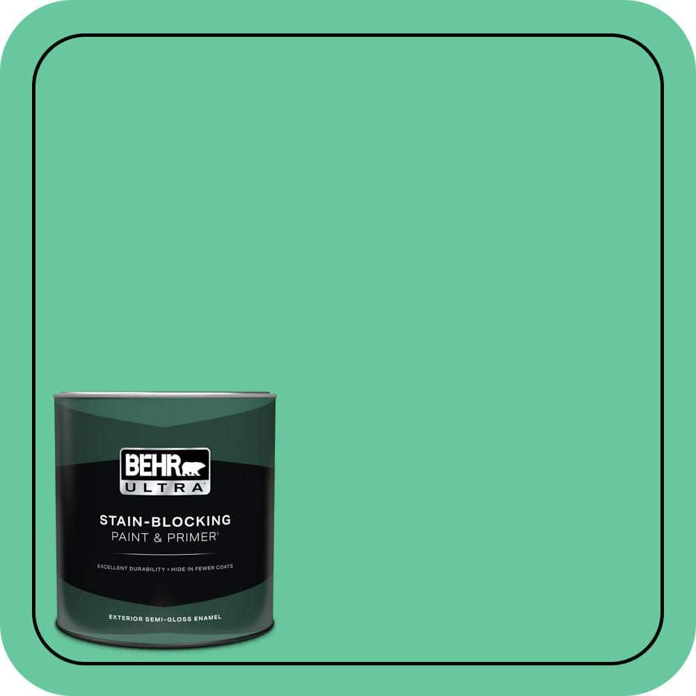 BEHR ULTRA 1 qt. #470B-4 Intense Jade Semi-Gloss Enamel Exterior Paint & Primer