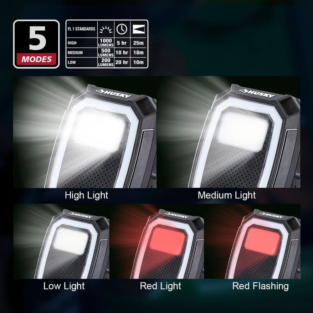 Husky 1000 Lumen Rechargeable Color Changing Utility Light with Bluetooth Speaker (2)