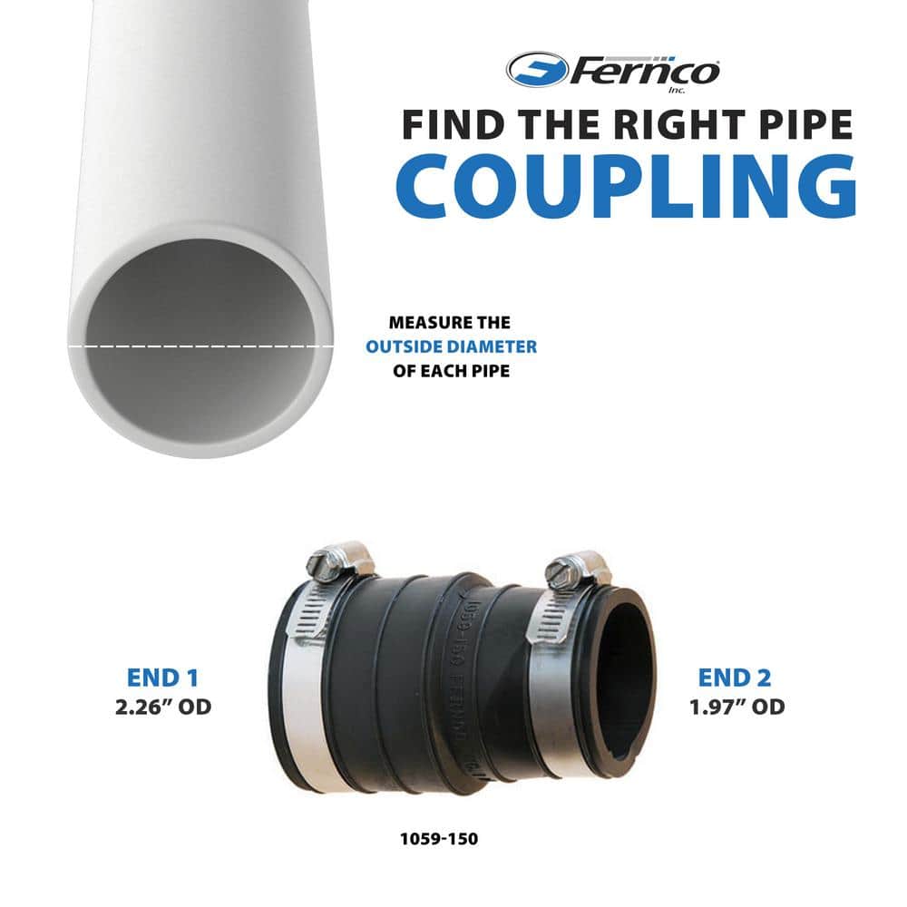 Fernco 1-1/2 in. PVC Plastic Socket x 1-1/2 in. DWV Flexible Coupling Fittings & Connectors (2)