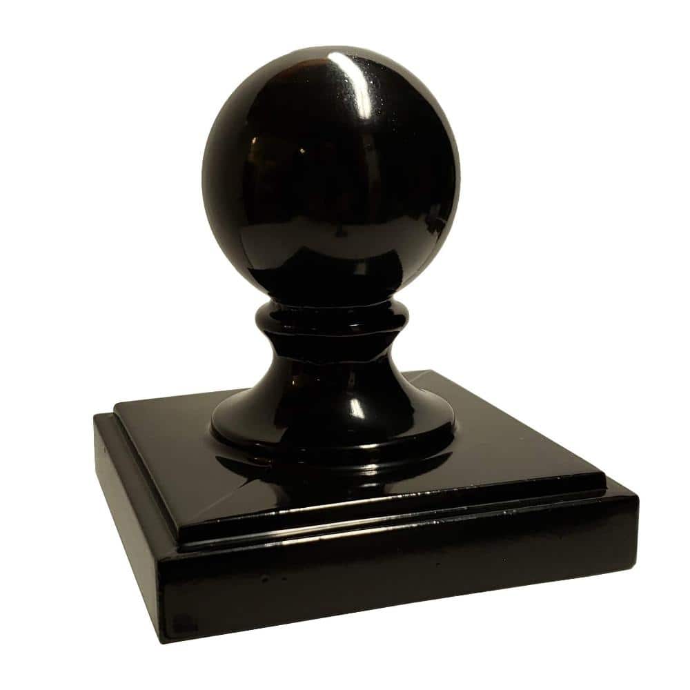 Decorex Hardware 4" x 4" Aluminium Ball Top Post Cap for Metal Posts – Pressure Fit – Powder-Coated Black (1 Pack)