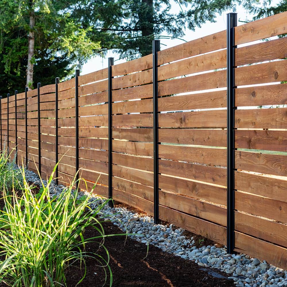 PEAK Modular Fencing 94 in. H Matte Black Aluminum In-Ground Post for A 6 ft. H Outdoor Privacy Fence System