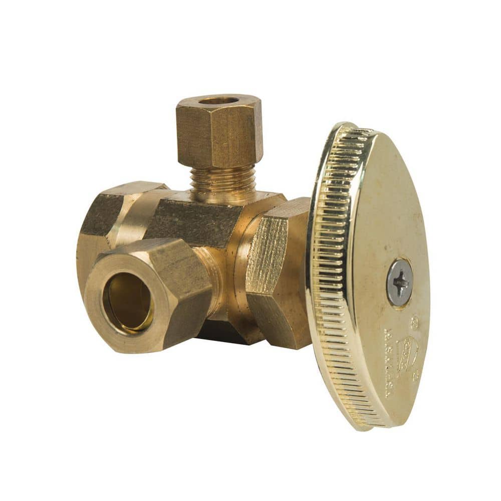 BrassCraft 1/2 in. FIP Inlet x 3/8 in. Compression x 1/4 in. Compression Dual Outlet Multi-Turn Valve (2)