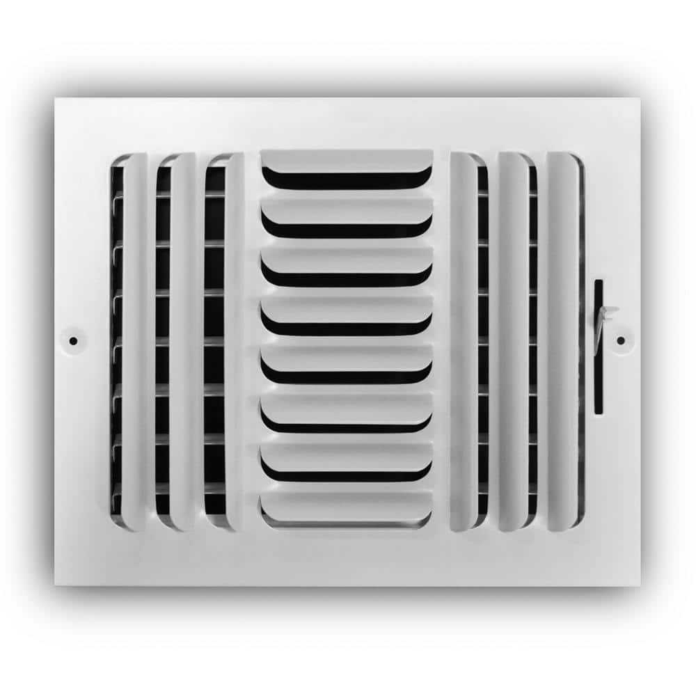 Everbilt 10 in. x 8 in. 3-Way Steel Fixed Curved Blade Wall/Ceiling Register in White