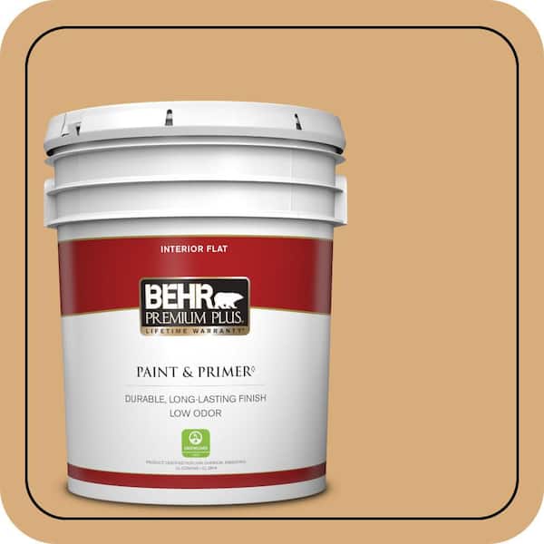 BEHR PREMIUM PLUS 5 gal. #PPU6-05 Cork Flat Low Odor Interior Paint & Primer (2)