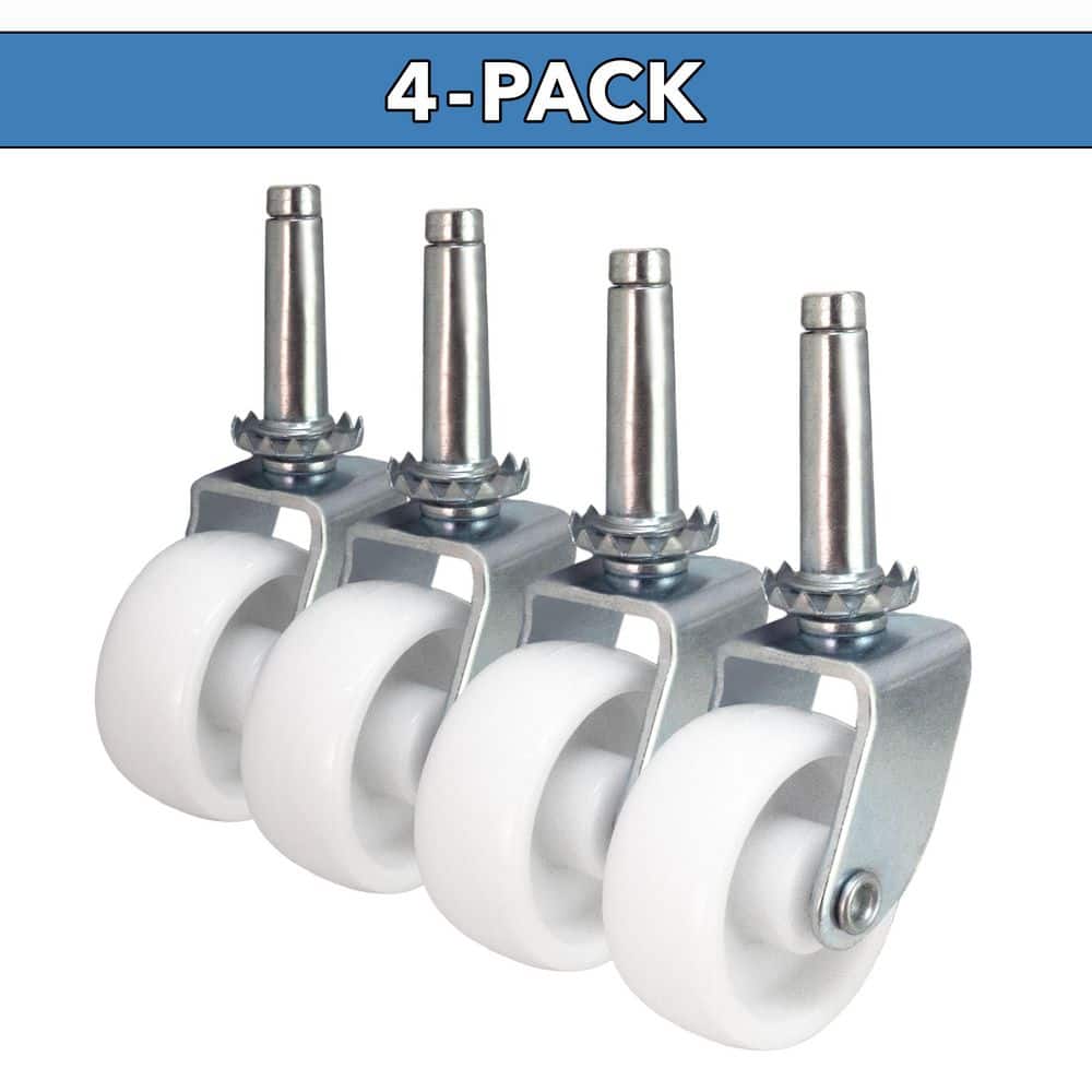 Everbilt 1 5/8 in. White Plastic and Steel Swivel Stem Casters with 50 lb. Load Rating 4 Pack (3)