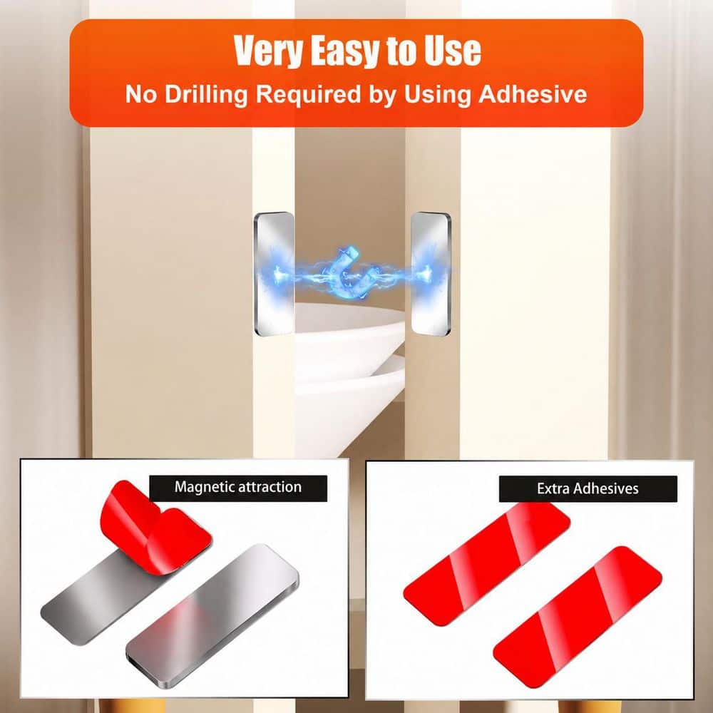 LAIFUCAM Stainless Steel Ultra Thin Magnetic Adhesive Cabinet Door Latch Spring Catch for Closet Kitchen 8 Pack (2)