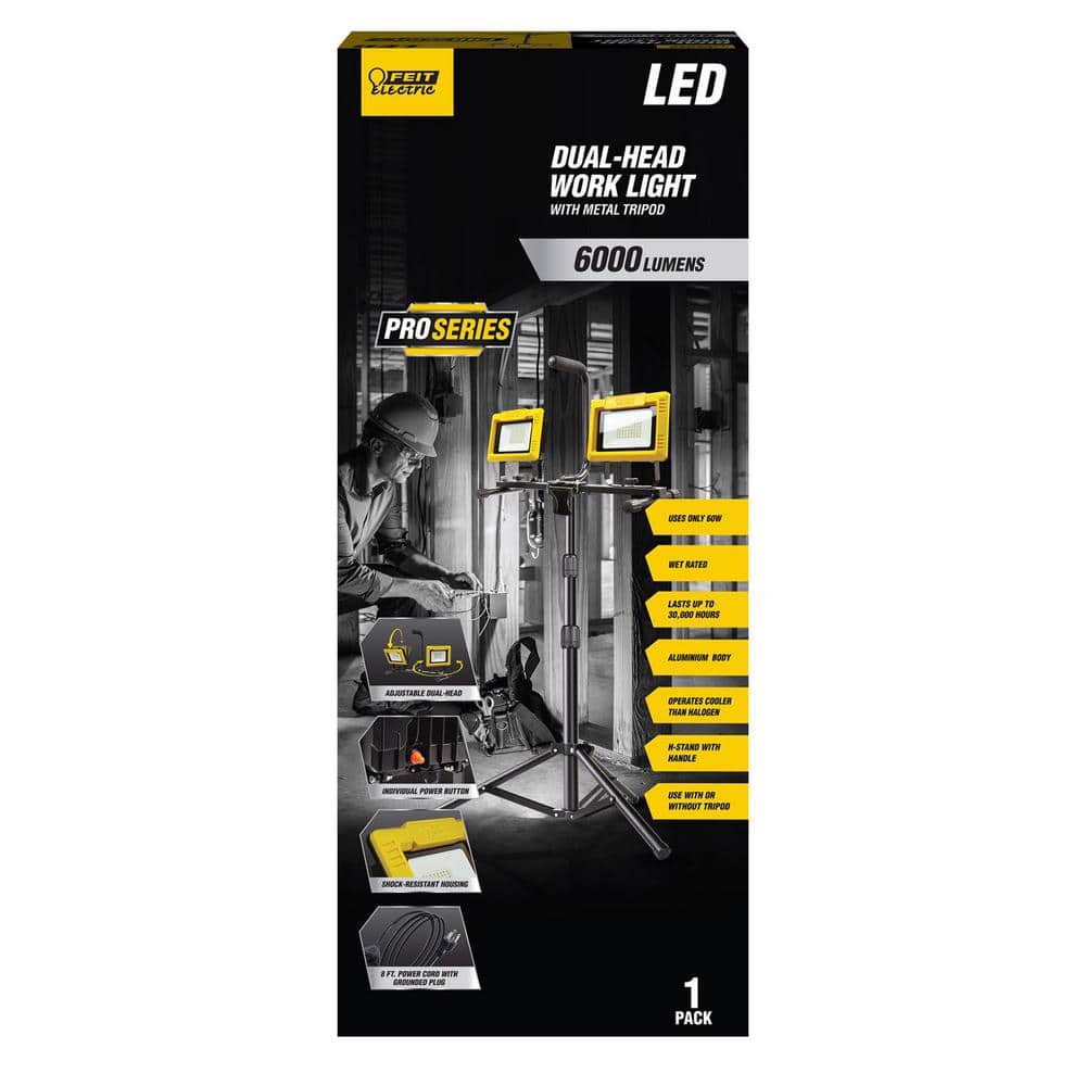 Feit Electric Pro 6000 Lumens LED Dual Power Tripod Work Light (3)