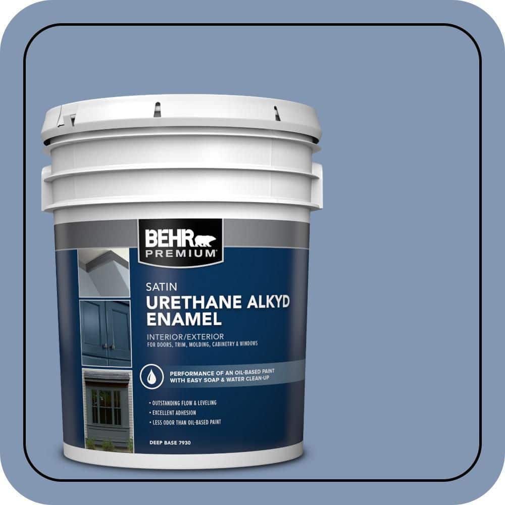 BEHR PREMIUM 5 gal. #S530-4 Jet Set Urethane Alkyd Satin Enamel Interior/Exterior Paint