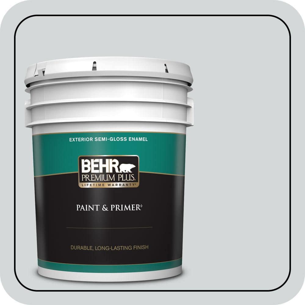 BEHR PREMIUM PLUS 5 gal. #PPU26-12 Solemn Silence Semi-Gloss Enamel Exterior Paint & Primer