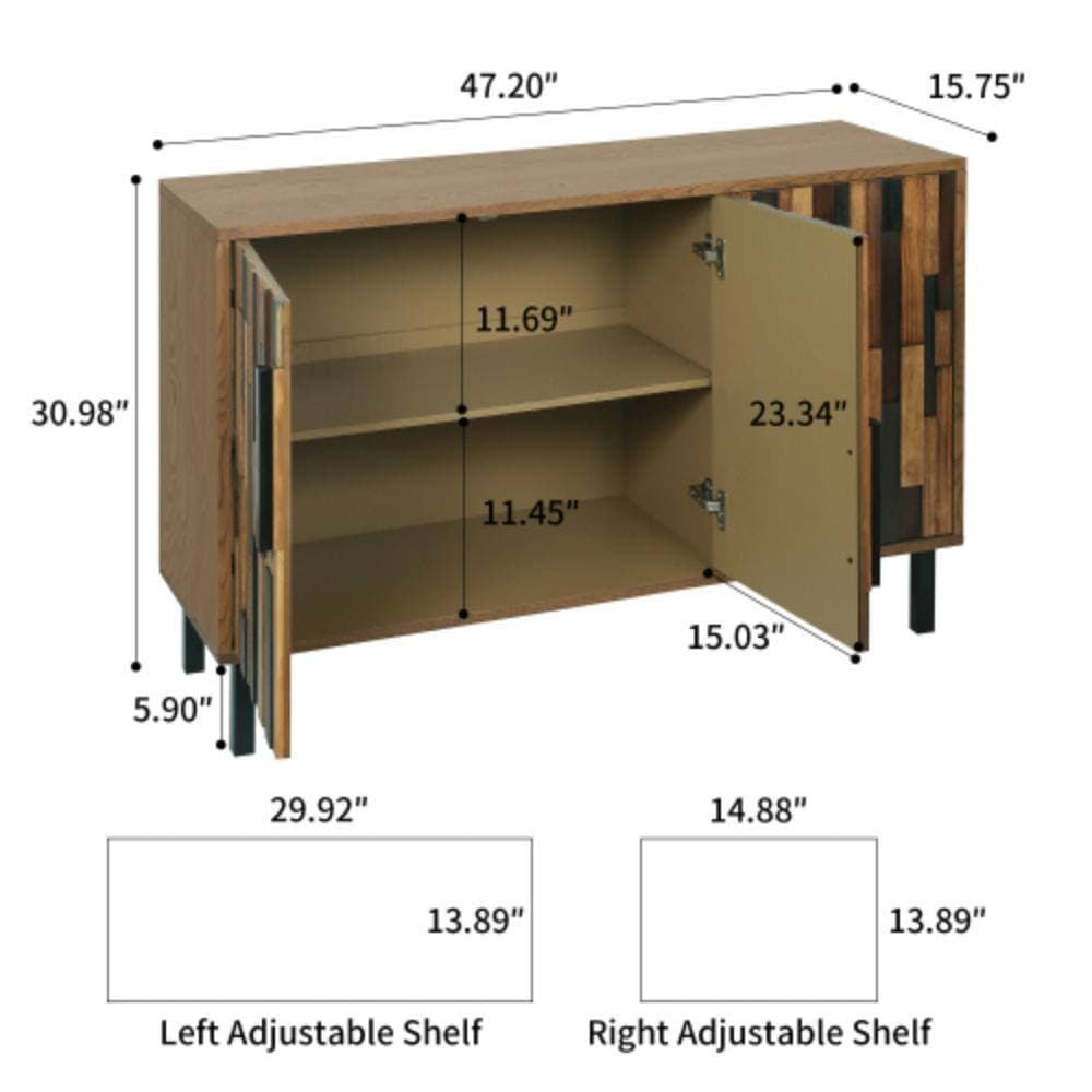 Unbranded 47.2 in. W x 15.75 in. D x 30.98 in. H Bathroom Brown Linen Cabinet (2)