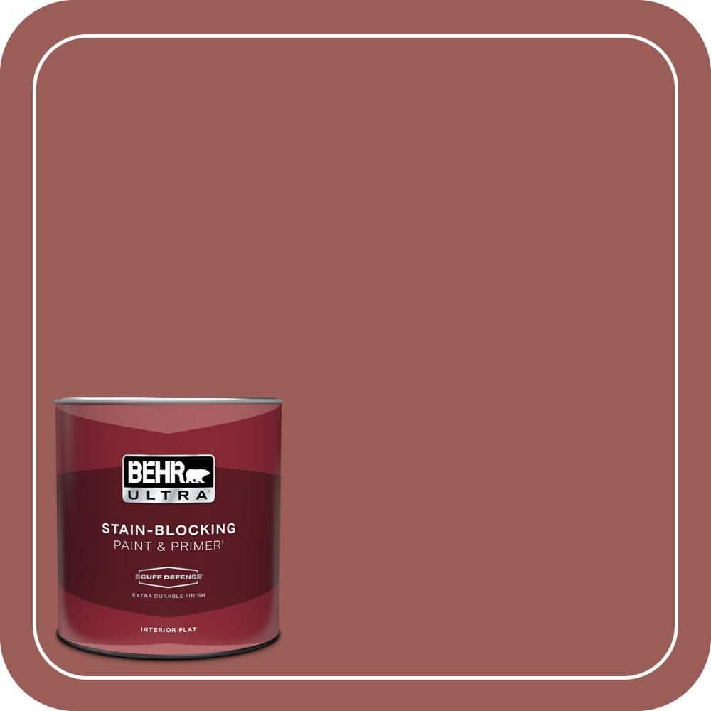 BEHR ULTRA 1 qt. #PMD-86 Arabian Red Extra Durable Flat Interior Paint & Primer