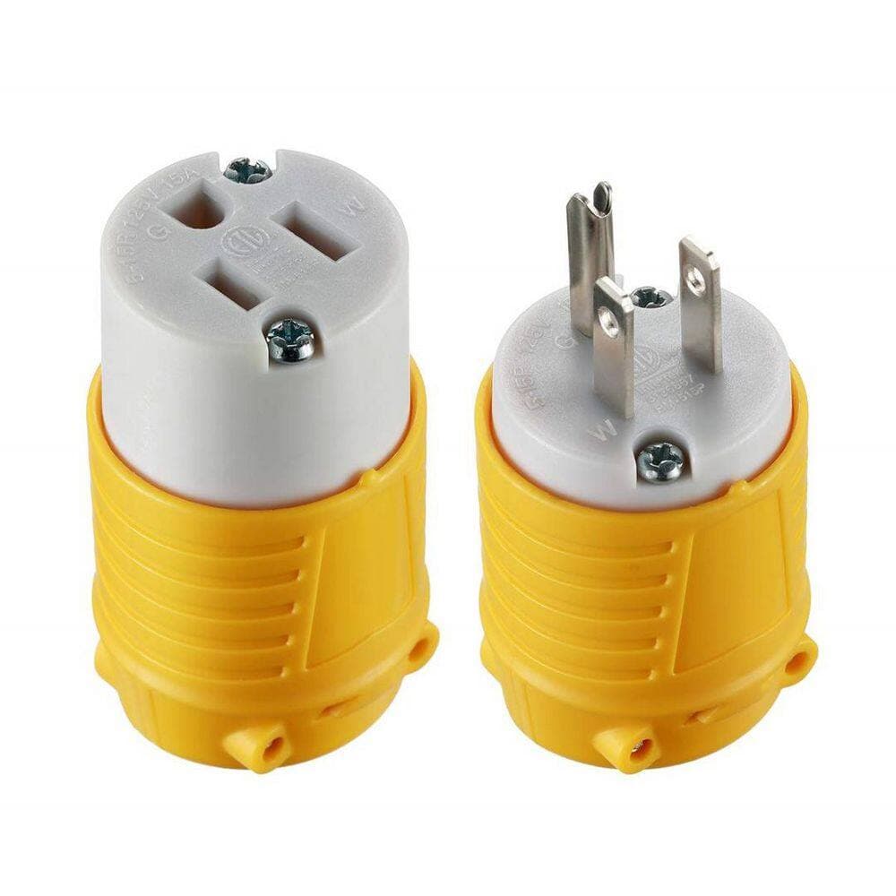 Lukyamzn 15 Amp 125 Volt Heavy Duty Replacement Plug amd Connector Set, 5-Pieces (3)