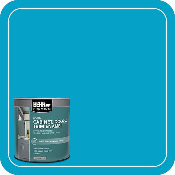 BEHR PREMIUM 1 qt. #AE-44 Electron Blue Satin Enamel Interior/Exterior Cabinet, Door & Trim Paint (2)
