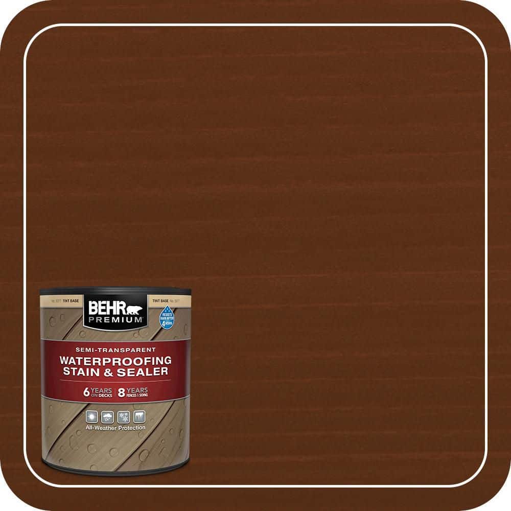 BEHR PREMIUM 1 qt. #ST-117 Russet Semi-Transparent Waterproofing Exterior Wood Stain and Sealer