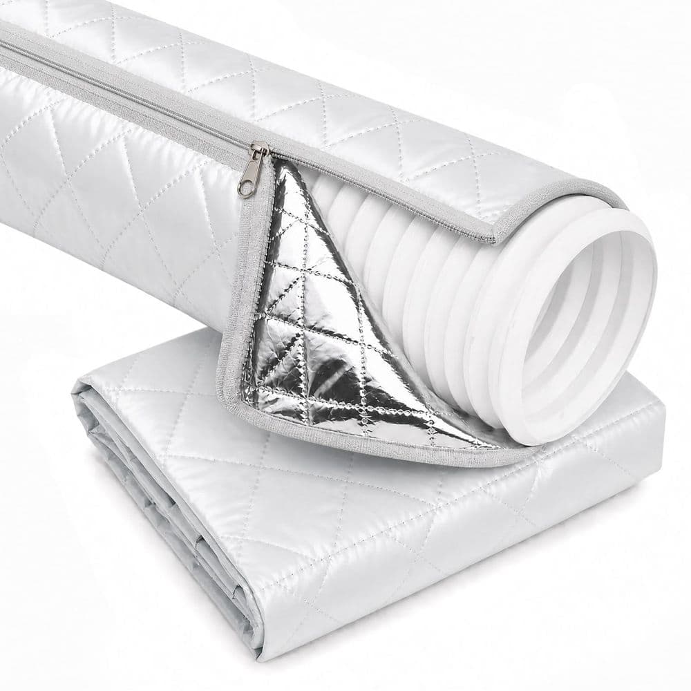 Wudkey 1-Piece Bath Accessory Set in Light Gray, Zippered Insulated AC Exhaust Hose Sleeve, 5.9 in. for Bathroom Heat Blocking (1)