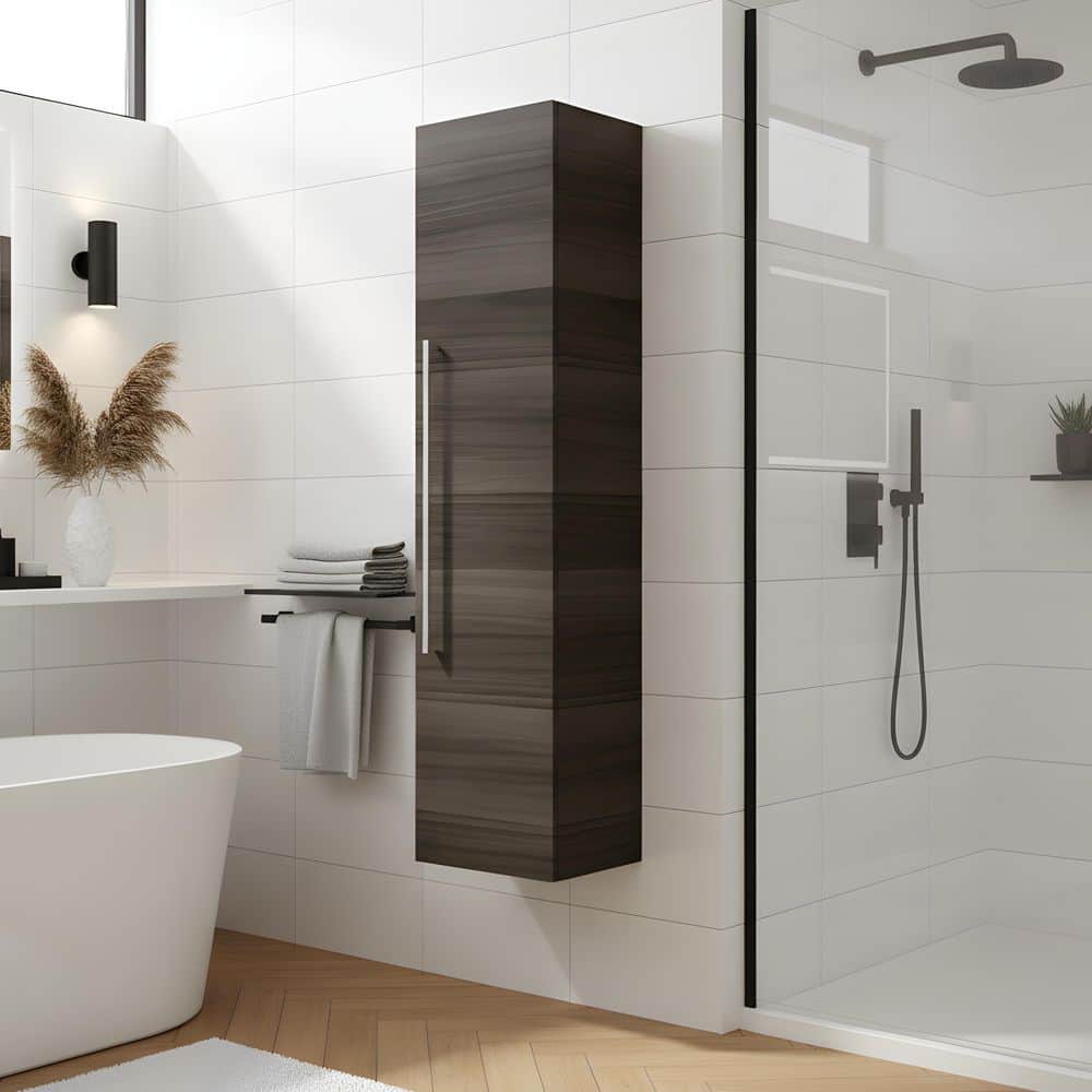 Cutler Kitchen and Bath Silhoutte 15 in. W x 12 in. D x 48 in. H Linen Cabinet in Aria (2)