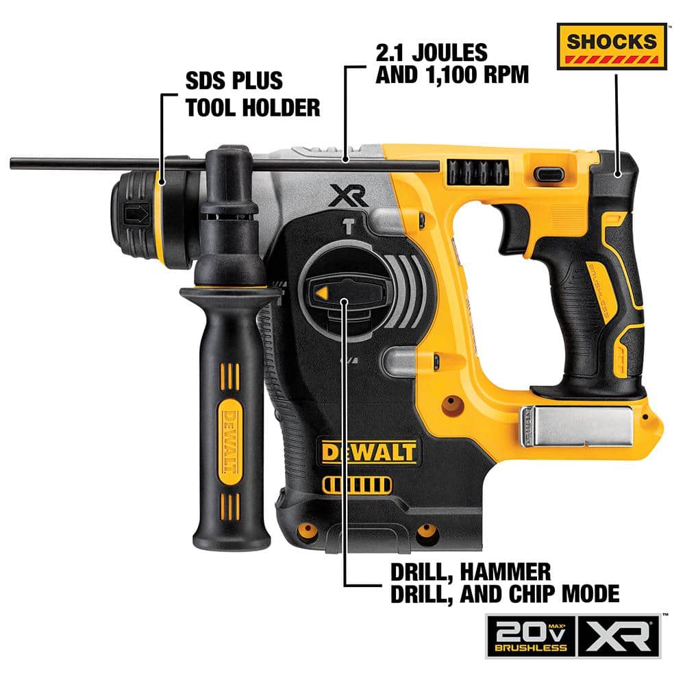 DEWALT ATOMIC 20-Volt Maximum Cordless 3/8 in. Ratchet and Cordless Brushless 1 in. SDS Plus L-Shape Rotary Hammer (Tools-Only) (2)
