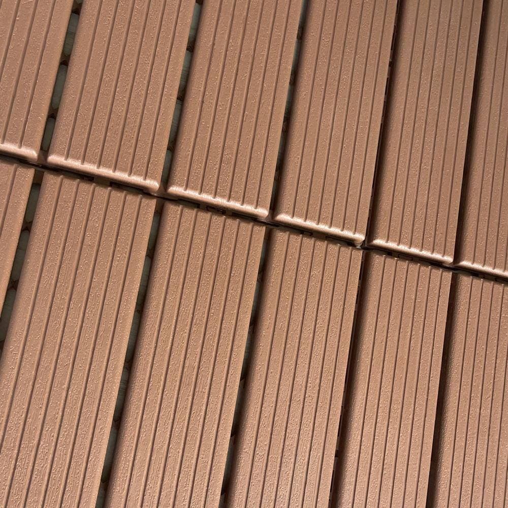 Tidoin 1 ft. x 1 ft. Plastic Deck Tile in Dark Brown for Outdoor Porch Poolside Balcony Backyard (44 Per Box) (3)
