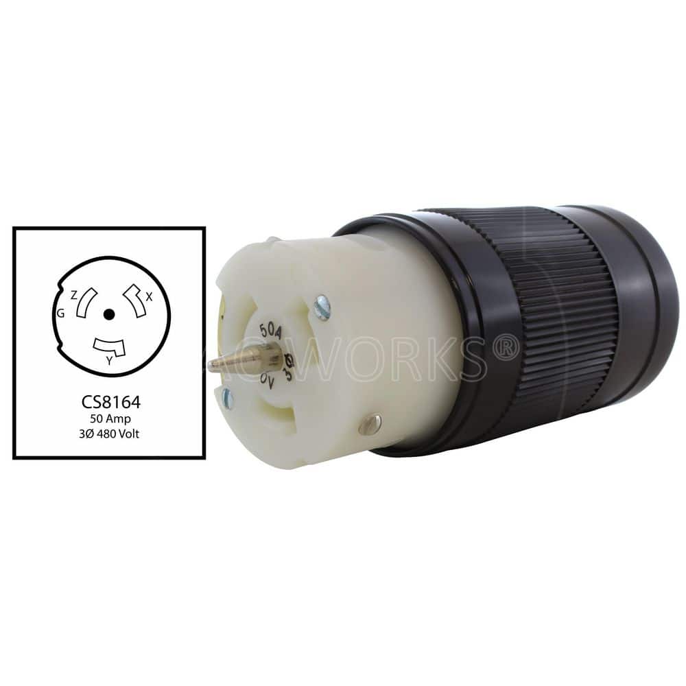 AC WORKS California Standard CS8164 50A 3-Phase 480V 4-Wire Locking Female Connector (2)