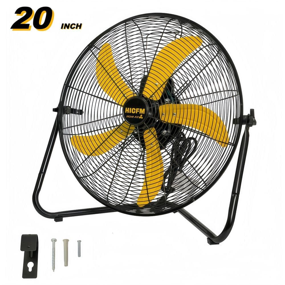 Unbranded 20 in. 3-Speed High Velocity Industrial Floor Fan in Black with All-Metal Aluminum Blades for Warehouse/Workshop/Factory (1)