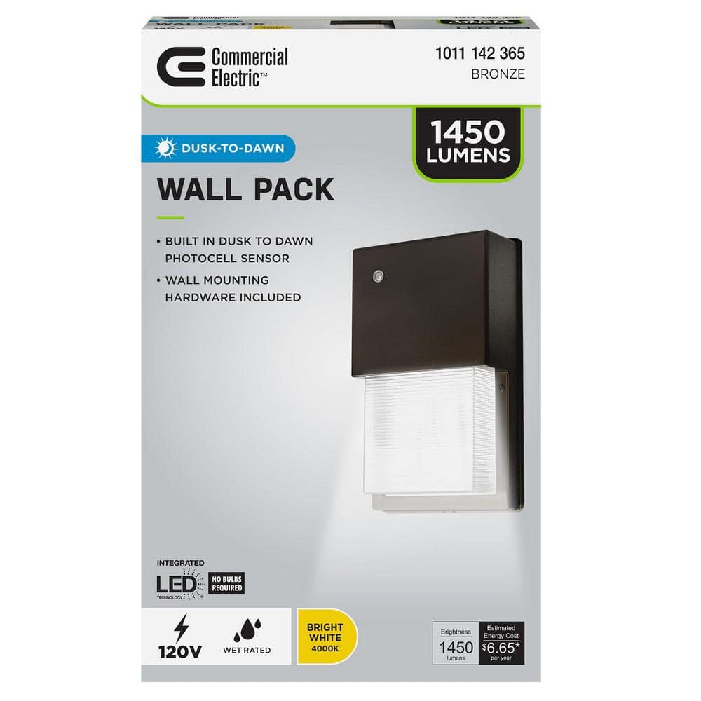 Commercial Electric 1450 Lumen Integrated LED Bronze Dusk to Dawn Wall Pack Light, 4000K (4)