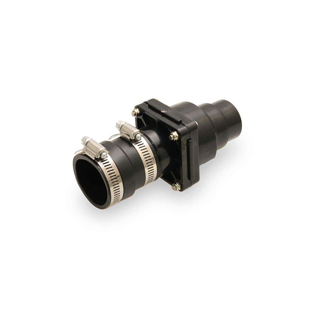 PLUMBFLEX 1.5 in. x 1.25 in. Plastic Sump Pump Check Valve with PVC Adapters and Stainless Steel Clamps (3)