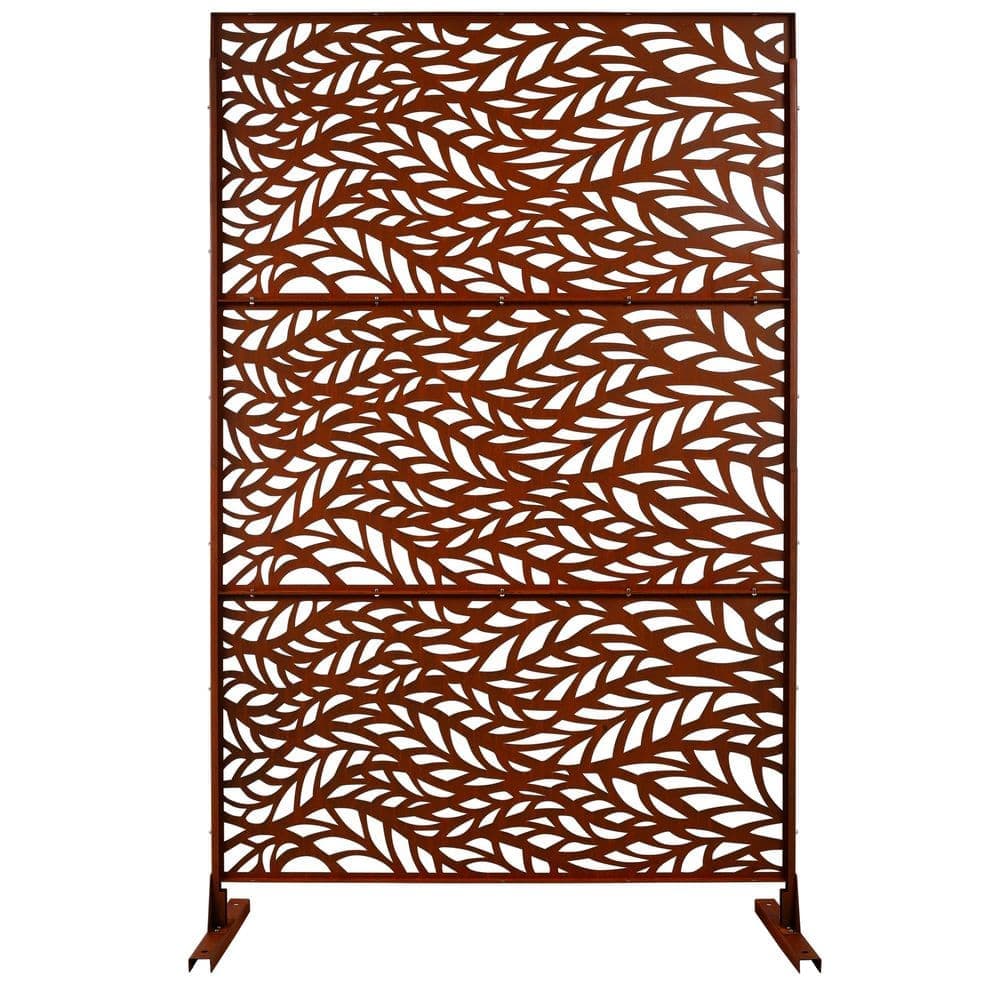 cadeninc 4 ft. x 6.33 ft. Rust Red Outdoor and Indoor Metal Privacy Screen Fence Panels for Outside Lawn Garden (3)