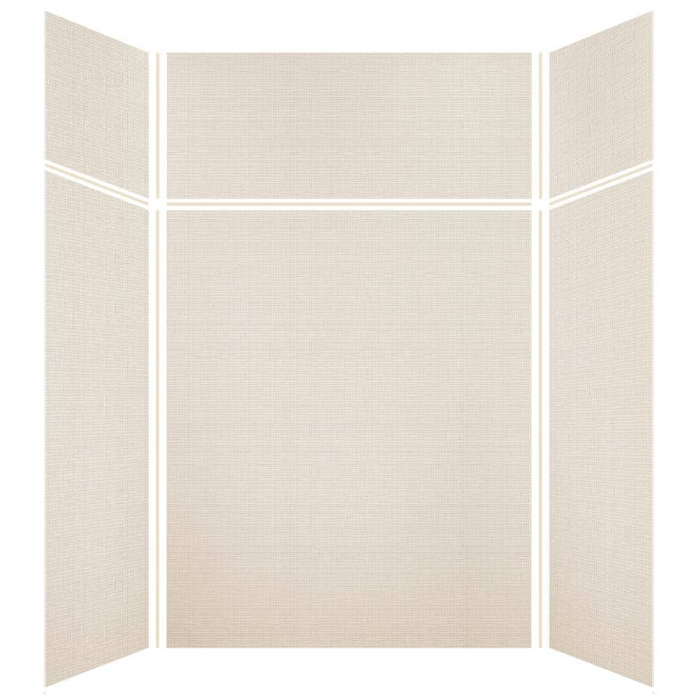 Transolid Expressions 48 in. x 60 in. x 96 in. 4-Piece Easy Up Adhesive Alcove Shower Wall Surround in Cameo (2)