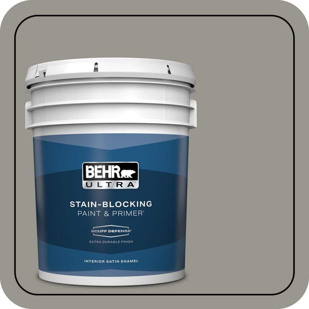 BEHR ULTRA 5 gal. #N360-4 Battleship Gray Extra Durable Satin Enamel Interior Paint & Primer