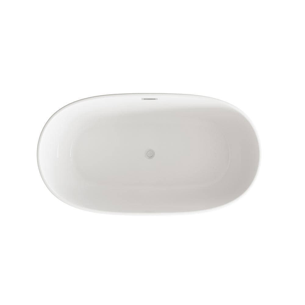 Unbranded Timeless Home 54 in. x 29 in. Soaking Bathtub with Center Drain in Glossy White with Brushed Nickel Trim (2)