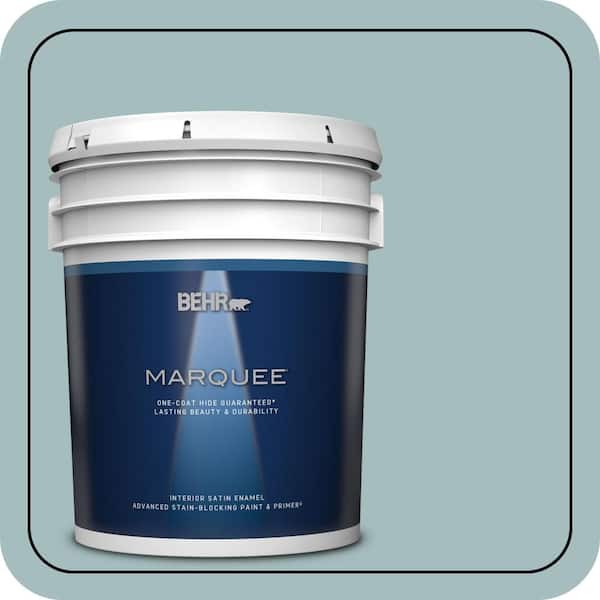 BEHR MARQUEE 5 gal. #PPU13-13 Oslo Blue One-Coat Hide Satin Enamel Interior Paint & Primer (2)
