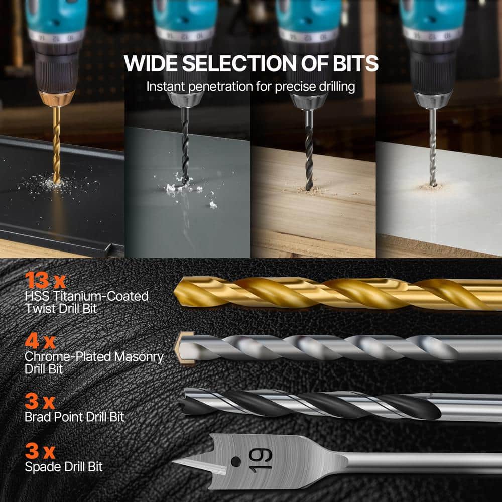 VEVOR Drill Bit Set, 70 Pieces Drill and Driver Bit Set, Carbon Steel, Drill Bit Set, (246-Piece) with case (3)