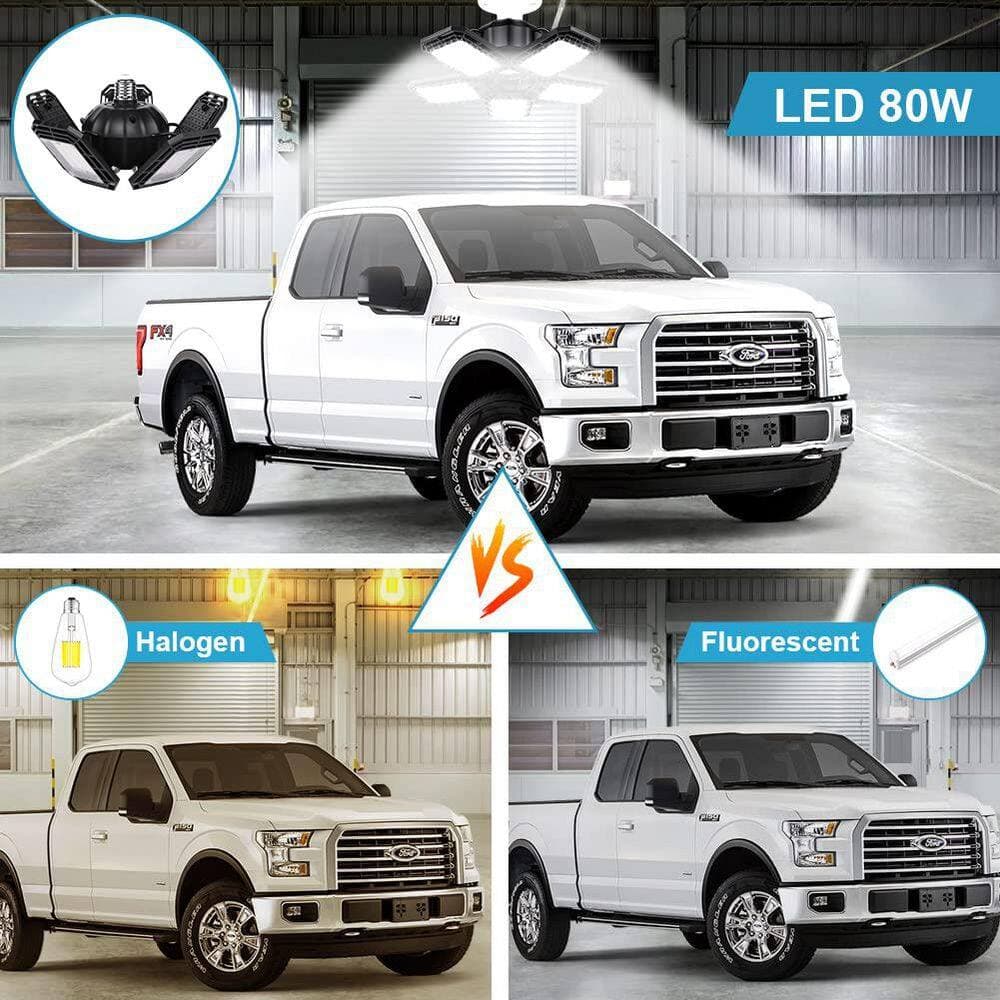 BIBIVIS 2 Pack Ceiling LED Shop Light 160W 16000 LM 6500K LED Light with 5+1 Deformable Panel for Garage Workshop Basement (2)