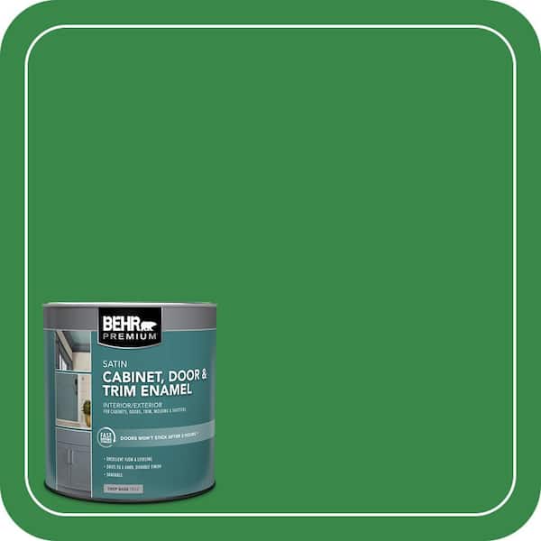 BEHR PREMIUM 1 qt. #P400-7 Paradise of Greenery Satin Enamel Interior/Exterior Cabinet, Door & Trim Paint (2)