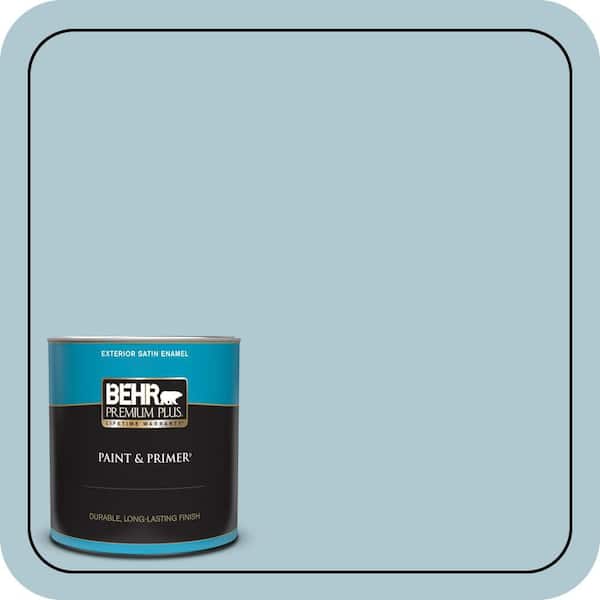 BEHR PREMIUM PLUS 1 qt. #S470-2 Gentle Sea Satin Enamel Exterior Paint & Primer (2)