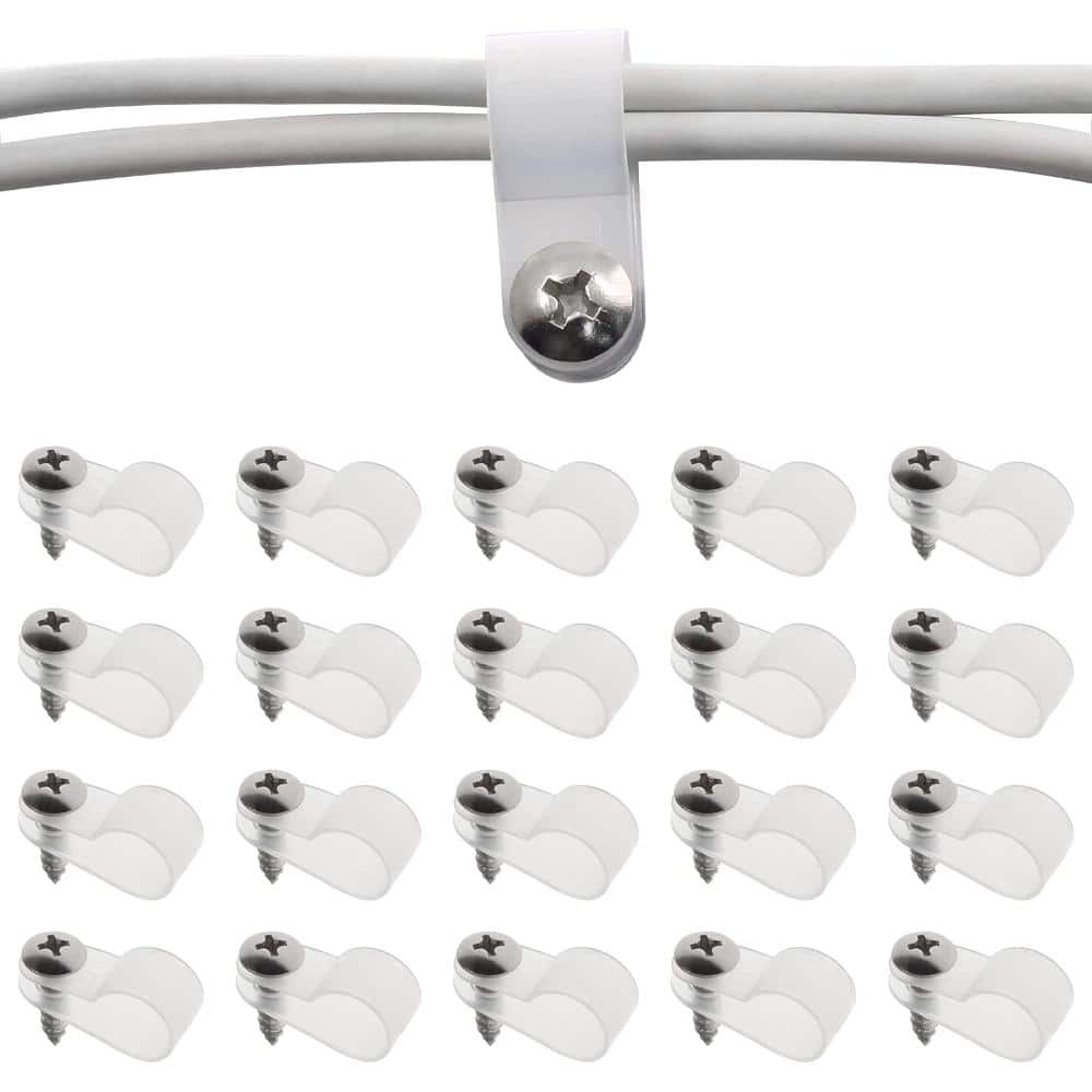 Unbranded 50-Piece 3/8 in Nylon Rope Light P-Style Cable Clips with M4x16 Screws for Securing Wires, Cords (1)