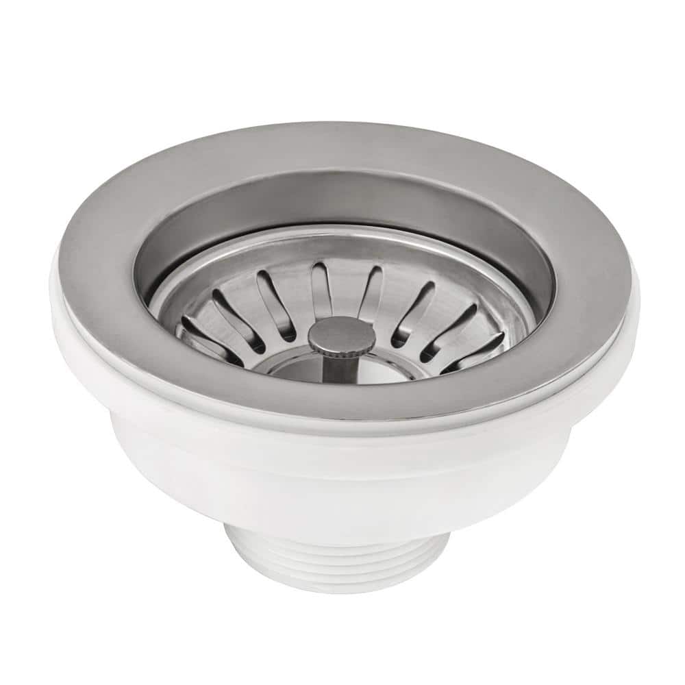 Ruvati 3.5 in. Kitchen Sink Basket Strainer Drain Assembly for Thick Fireclay Sinks in Silver