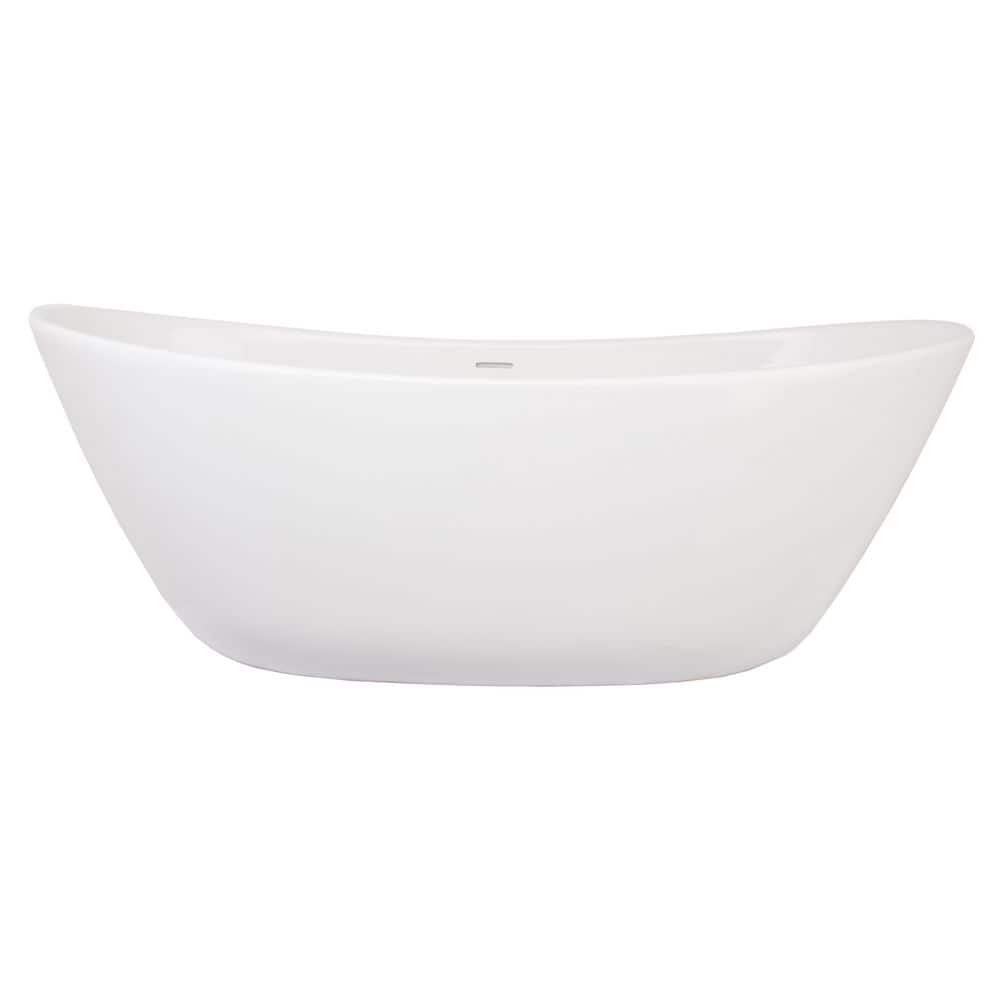 Unbranded Vail 65 in. x 32 in. Soaking Freestanding Bathtub in Cotton White (1)