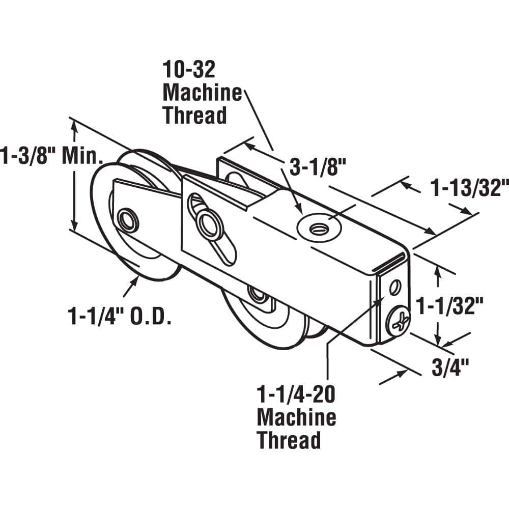 Prime-Line 1-1/4 in. Nylon Ball Bearing Sliding Door Tandem Roller Assembly (2)