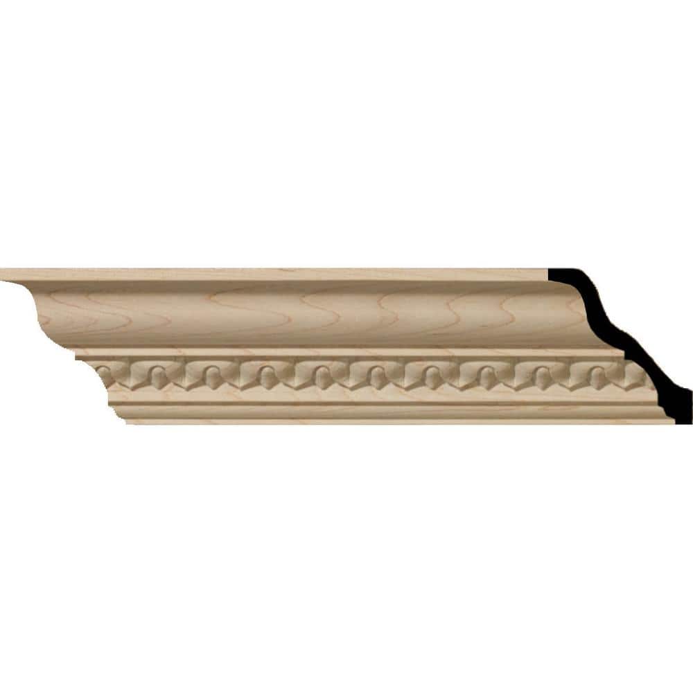 Ekena Millwork 4-3/4 in. x 94-1/2 in. x 4-7/8 in. Unfinished Wood Alder Lanarkshire Carved Crown Moulding (1)