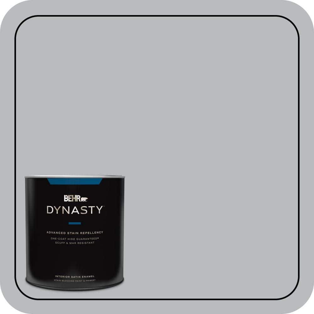 BEHR DYNASTY 1 qt. #PPU18-05 French Silver One-Coat Hide Satin Enamel Interior Stain-Blocking Paint and Primer