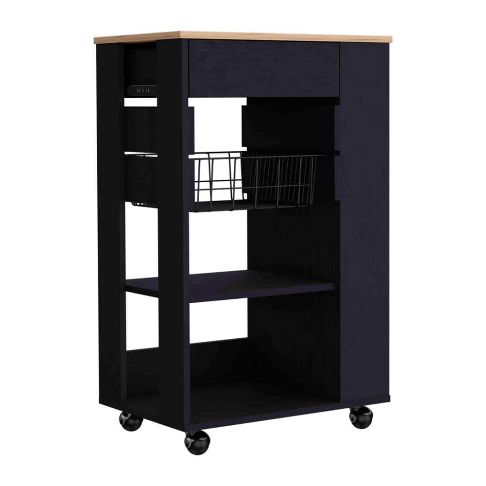 Tahanbath 14.50 in. W x 22.40 in. D x 35.40 in. H Black Particle Board Freestanding Linen Cabinet with 2-Shelves in Light Oak (1)