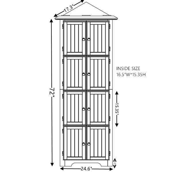 JUJABU 24.6 in. W x 17.3 in. D x 72 in. H 4-Tier Oak Brown Linen Cabinet with Adjustable Shelves and 8 Doors for Bathroom (3)
