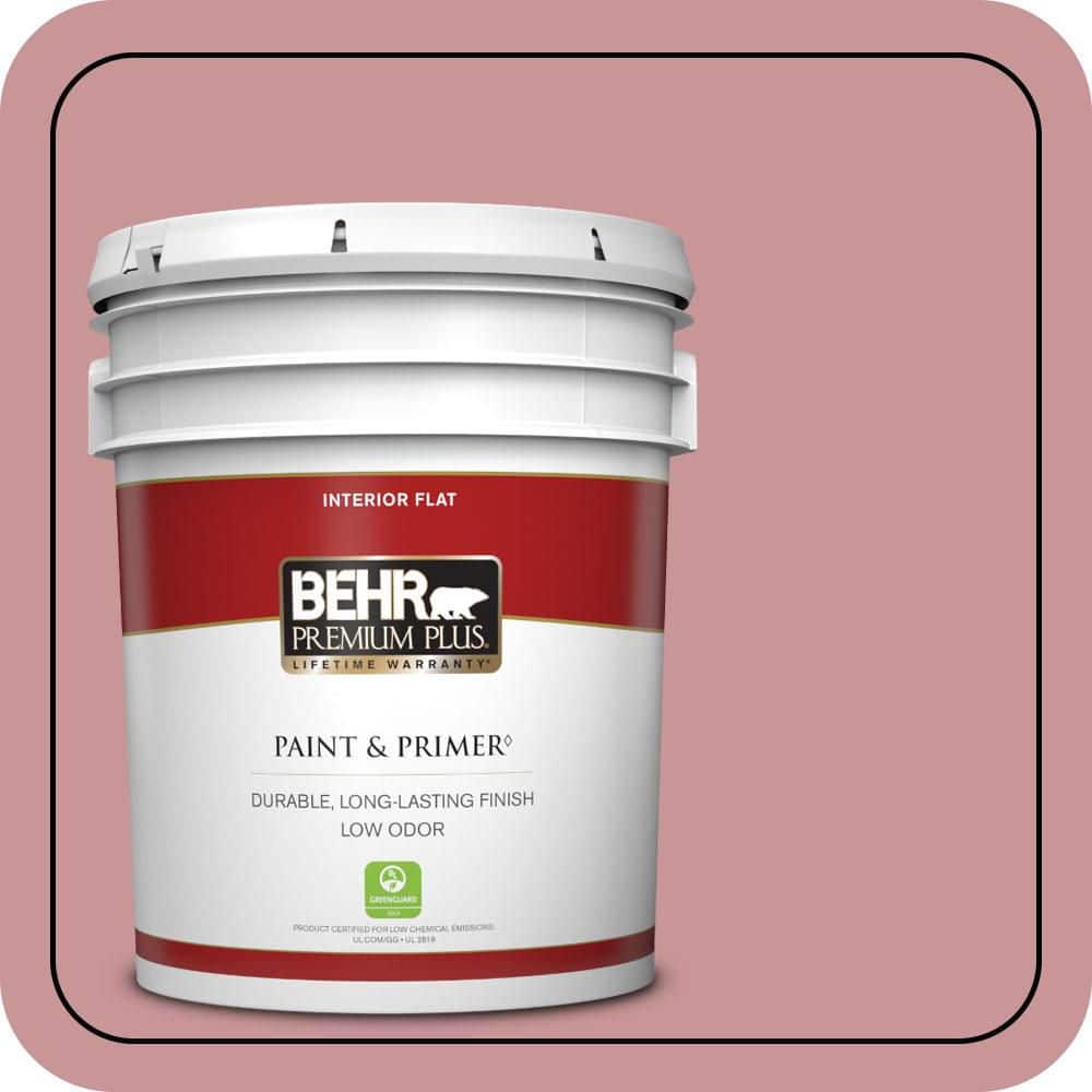 BEHR PREMIUM PLUS 5 Gal. #S140-4A Dusty Rose Flat Low Odor Interior Paint and Primer