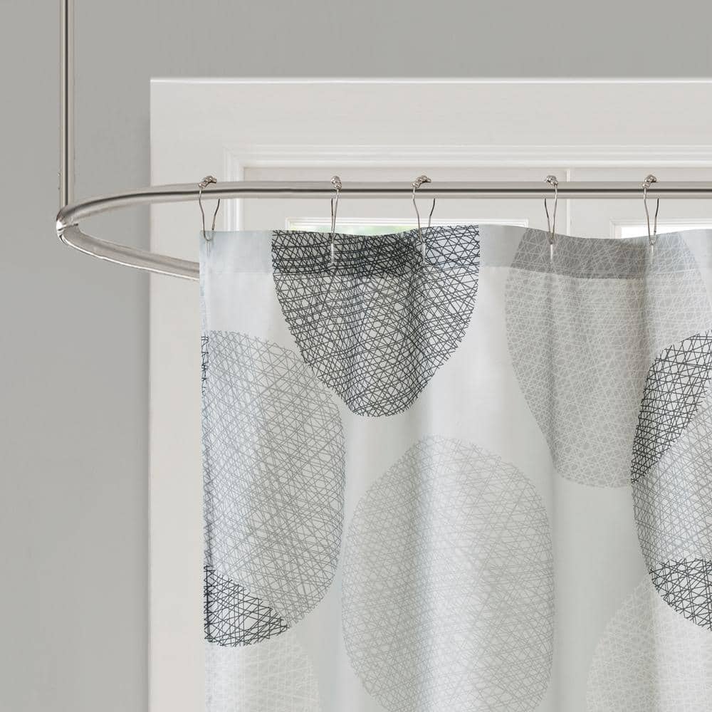 MADISON PARK ESSENTIALS Glendale Grey 72 in. Shower Curtain (2)