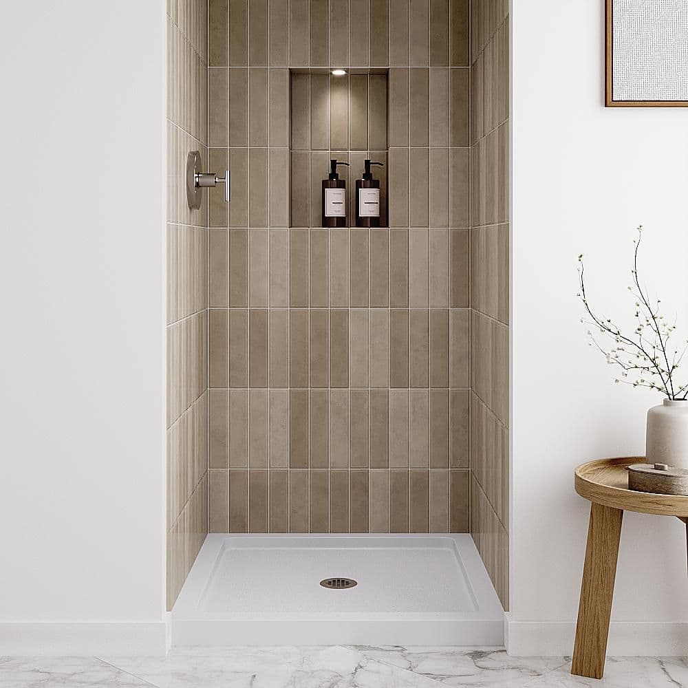 Streamline NT-276-322WH-AL 32 in. x 32 in. Alcove Acrylic Shower Pan Base, Glossy White with Center Drain, ABS Drain Included (2)