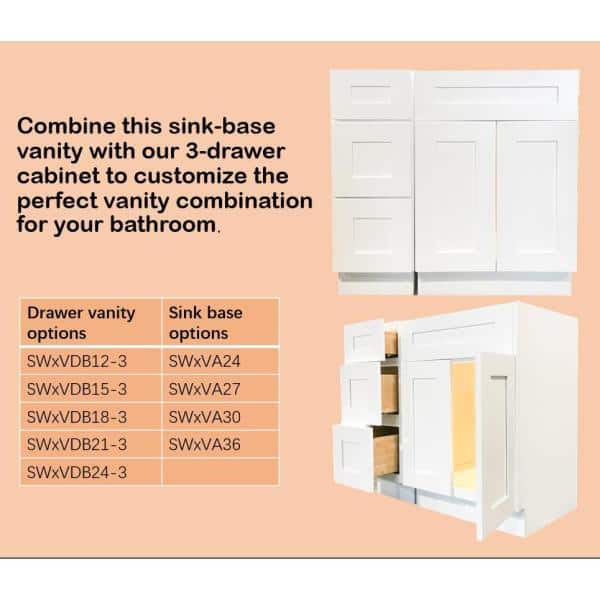 Plywell Ready to Assemble Shaker W 21 in. D 34.5 in. H Vanity Cabinet with 2 Doors (3)