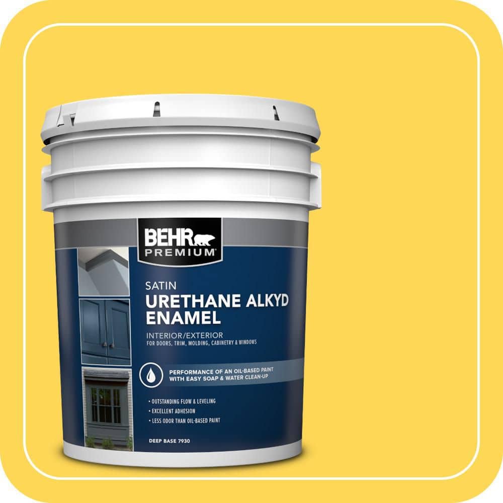 BEHR PREMIUM 5 gal. #P300-6 Buzz-in Urethane Alkyd Satin Enamel Interior/Exterior Paint