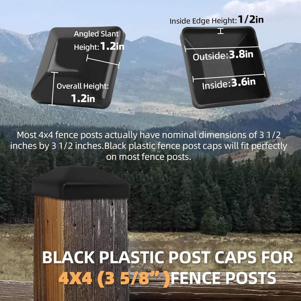 Afoxsos 4 x 4 in. Black Plastic Post Caps for Wooden Fence Water-Proof and UV-Proof, 6-Pack (2)