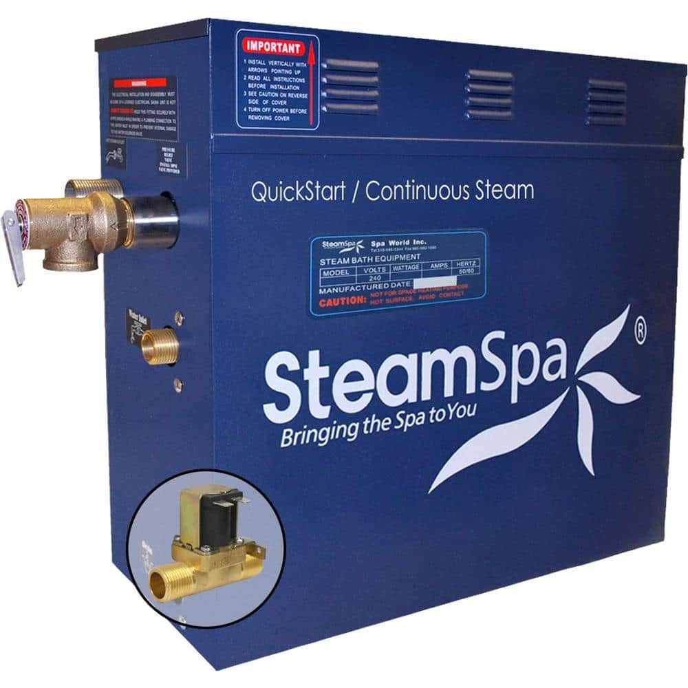 SteamSpa 9kW QuickStart Steam Bath Generator with Built-In Auto Drain and Continuous Steam Output Design with Quick Start